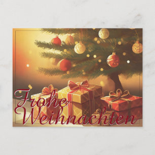 Weihnachtsbaum mit goldenen Geschenken Holiday Postcard