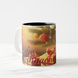 Weihnachtsbaum mit goldenen Geschenken Two-Tone Coffee Mug