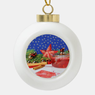 Weihnachtsbaumkugel mit Bild und Tannenbaum Ceramic Ball Christmas Ornament
