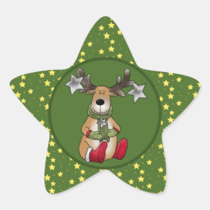 Weihnachtselch und Sterne Star Sticker