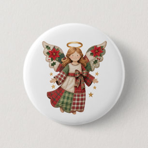Weihnachtsengel mit goldenen Sternen 6 Cm Round Badge