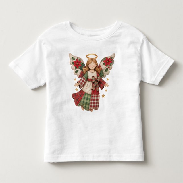 Weihnachtsengel mit goldenen Sternen Toddler T-Shirt (Front)