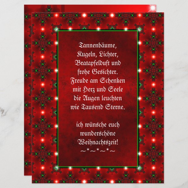 Weihnachtsgedicht Deutsch , Add Your Text (Front/Back)