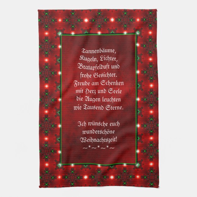 Weihnachtsgedicht Deutsch , Add Your Text Tea Towel (Vertical)