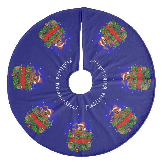 Weihnachtskaninchen , Fröhliche Weihnachten! Fleece Tree Skirt (Front)