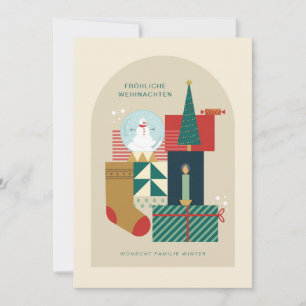 Weihnachtskarte Mit Verschiedenen Gegensteanden Holiday Card