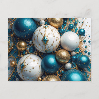 Weihnachtskugeln Blau Gold Premium Holiday Postcard