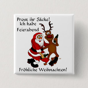 Weihnachtsmann mit Elch 15 Cm Square Badge