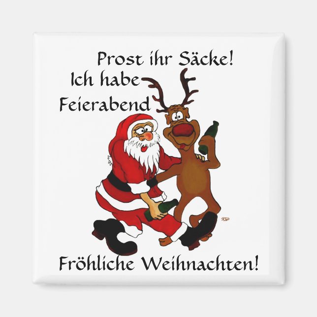 Weihnachtsmann mit Elch Magnet (Front)