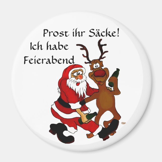 Weihnachtsmann mit Elch Magnet (Front)