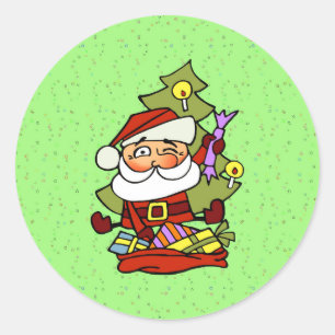 Weihnachtsmann mit Geschenken Classic Round Sticker