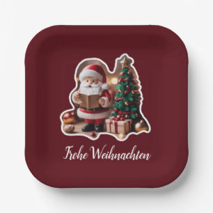 Weihnachtsmann mit Tannenbaum in 3D -  Paper Plate