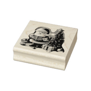 Weihnachtsmann mit Tannenbaum in 3D -  Rubber Stamp