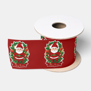 Weihnachtsmann mit Tannenzweigen - Satin Ribbon