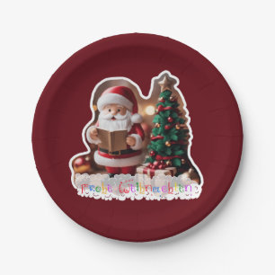 Weihnachtsmann mit Weihnachtsbaum in 3D Paper Plate