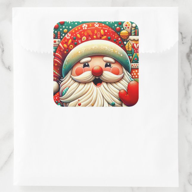 Weihnachtsmann Papai Noel Baba Saint Nicholas Kris Square Sticker (Bag)