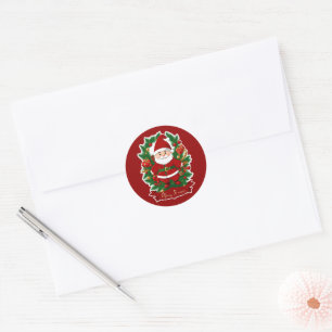 Weihnachtsmann, Tannenzeige, Geschenke - Classic Round Sticker