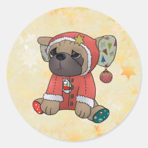 Weihnachtsmops Classic Round Sticker