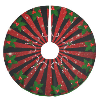 Weihnachtsmuster mit Zuckerstangen Brushed Polyester Tree Skirt
