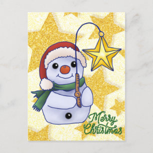 Weihnachtsschneemann mit Stern Holiday Postcard