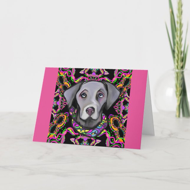WEIMARANA MARDI GRAS CARD (Front)