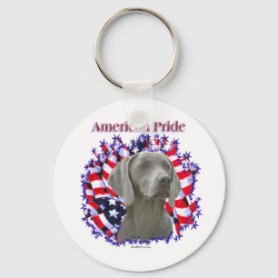 Weimaraner American Pride Keychain