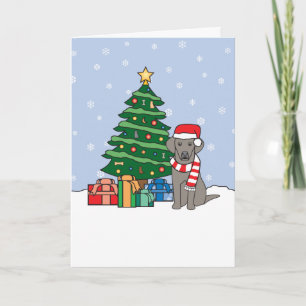 Weimaraner and Christmas Tree Holiday Card