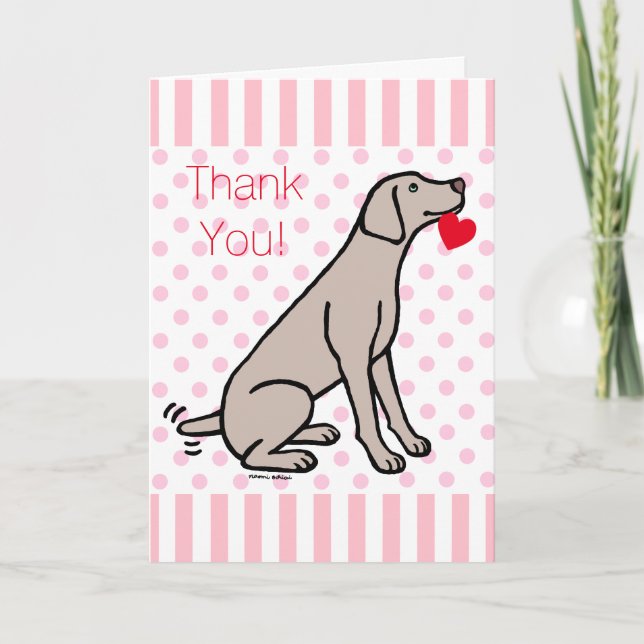 Weimaraner and Heart Thank You Card (Front)