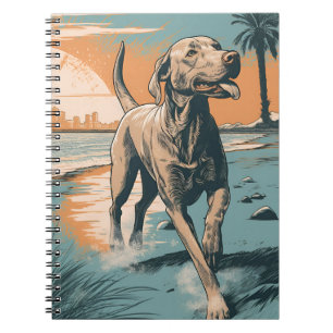 Weimaraner at the beach notebook