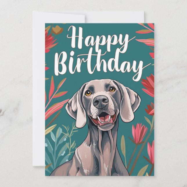 Weimaraner Birthday Holiday Card (Front)