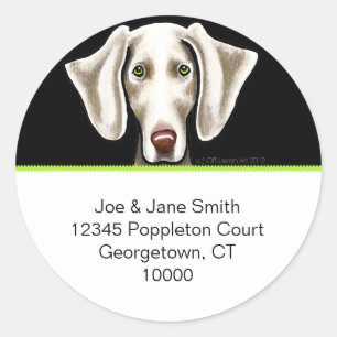 Weimaraner Black n Olive Round Address Labels