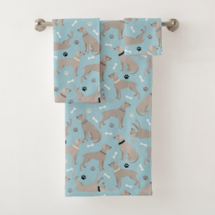 Weimaraner Bones and Paws Blue Bath Towel Set