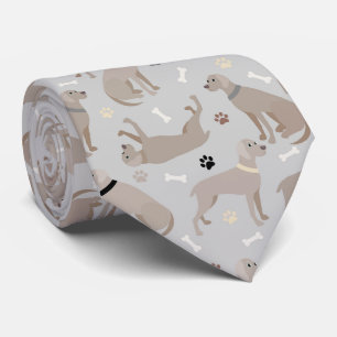 Weimaraner Bones and Paws Grey Neck Tie