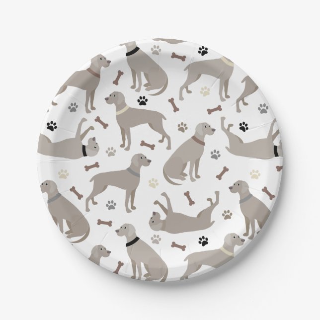Weimaraner Bones and Paws Paper Plate (Front)