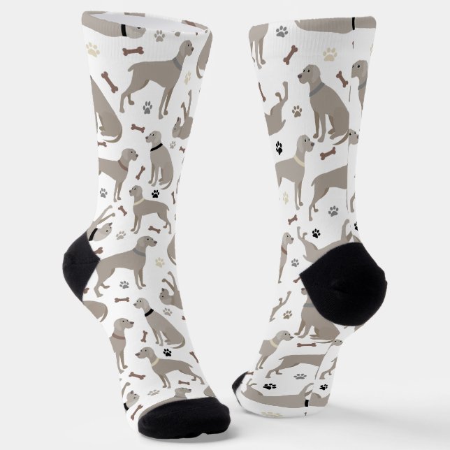 Weimaraner Bones and Paws Socks (Angled)