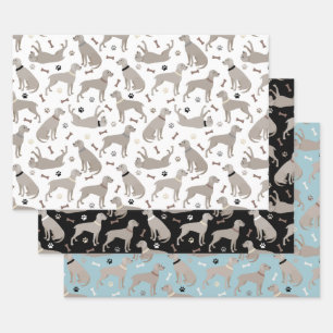 Weimaraner Bones and Paws Wrapping Paper Sheet