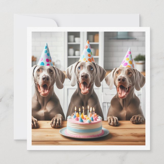 Weimaraner card, Weimaraner birthday Invitation (Front)
