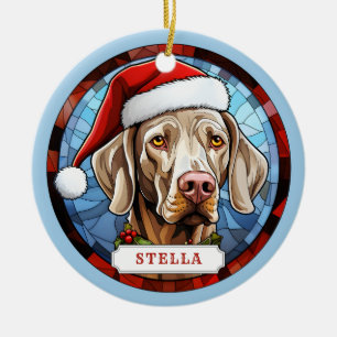 Weimaraner Ceramic Circle Ornament