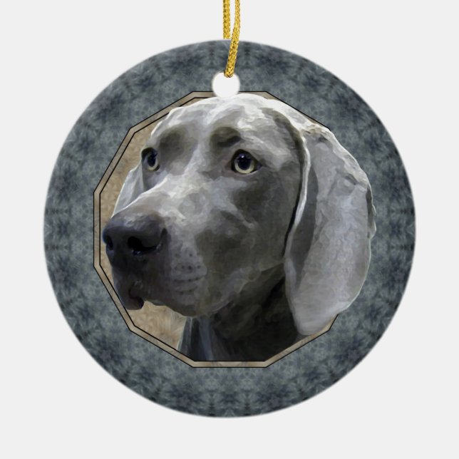 Weimaraner Ceramic Tree Decoration (Front)