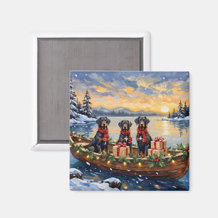 Weimaraner Christmas Boat Holiday Magnet