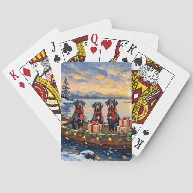 Weimaraner Christmas Boat Holiday Playing Cards (Back)