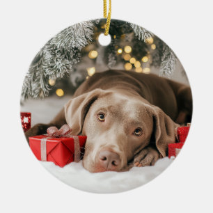 Weimaraner Christmas Ceramic Ornament