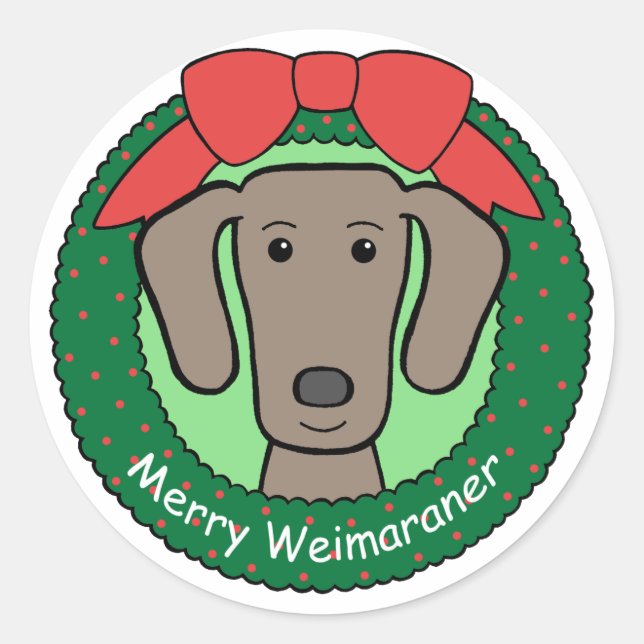 Weimaraner Christmas Classic Round Sticker (Front)