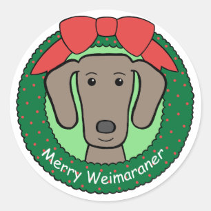 Weimaraner Christmas Classic Round Sticker
