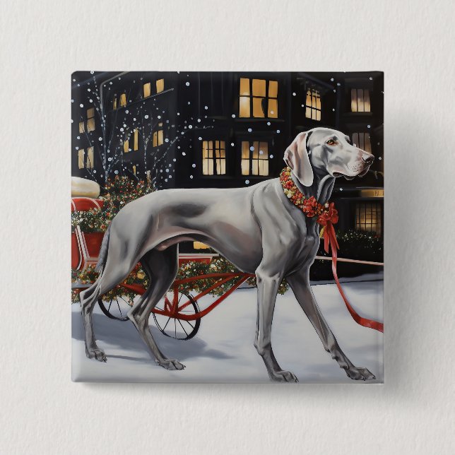 Weimaraner Christmas Festive Season 15 Cm Square Badge (Front)