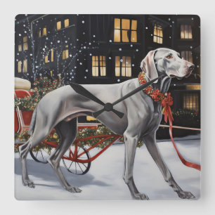 Weimaraner Christmas Festive Season Square Wall Clock