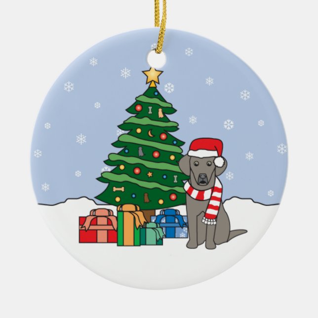 Weimaraner Christmas Ornament (Front)