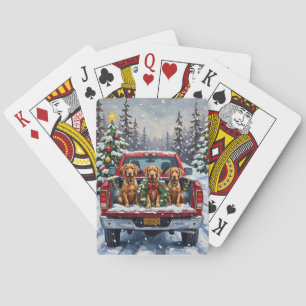 Weimaraner Christmas Red Truck Holiday Playing Cards