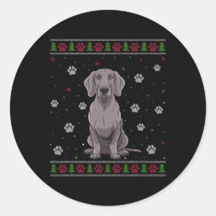 Weimaraner Christmas Sweater Xmas Pet Animal Dog L Classic Round Sticker