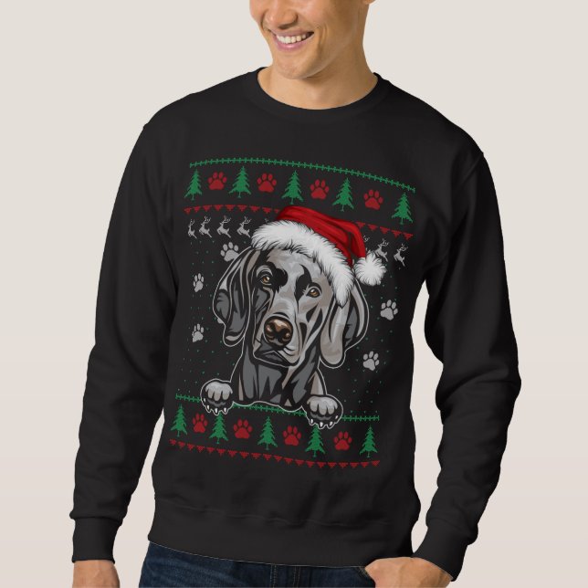 Weimaraner Christmas Ugly Sweater Funny Dog Lover  (Front)